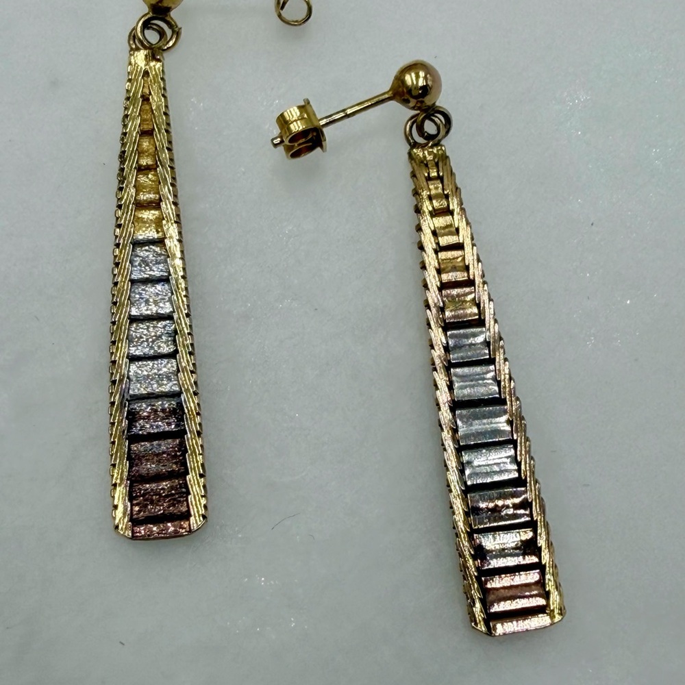 Italian 925 Tri Silver Pierced Earrings #1STE